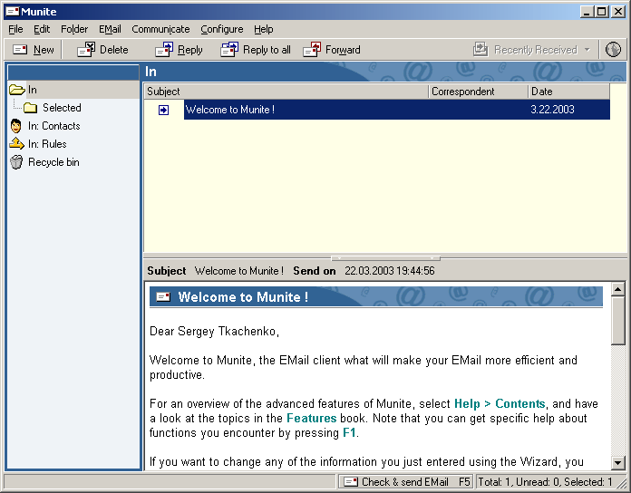 Munite: Main Window Munite: Main Window
