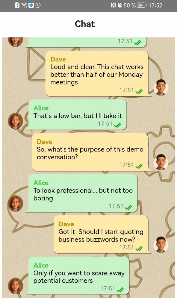 Chat Demo. Developed in Delphi for Android using TRVChat.